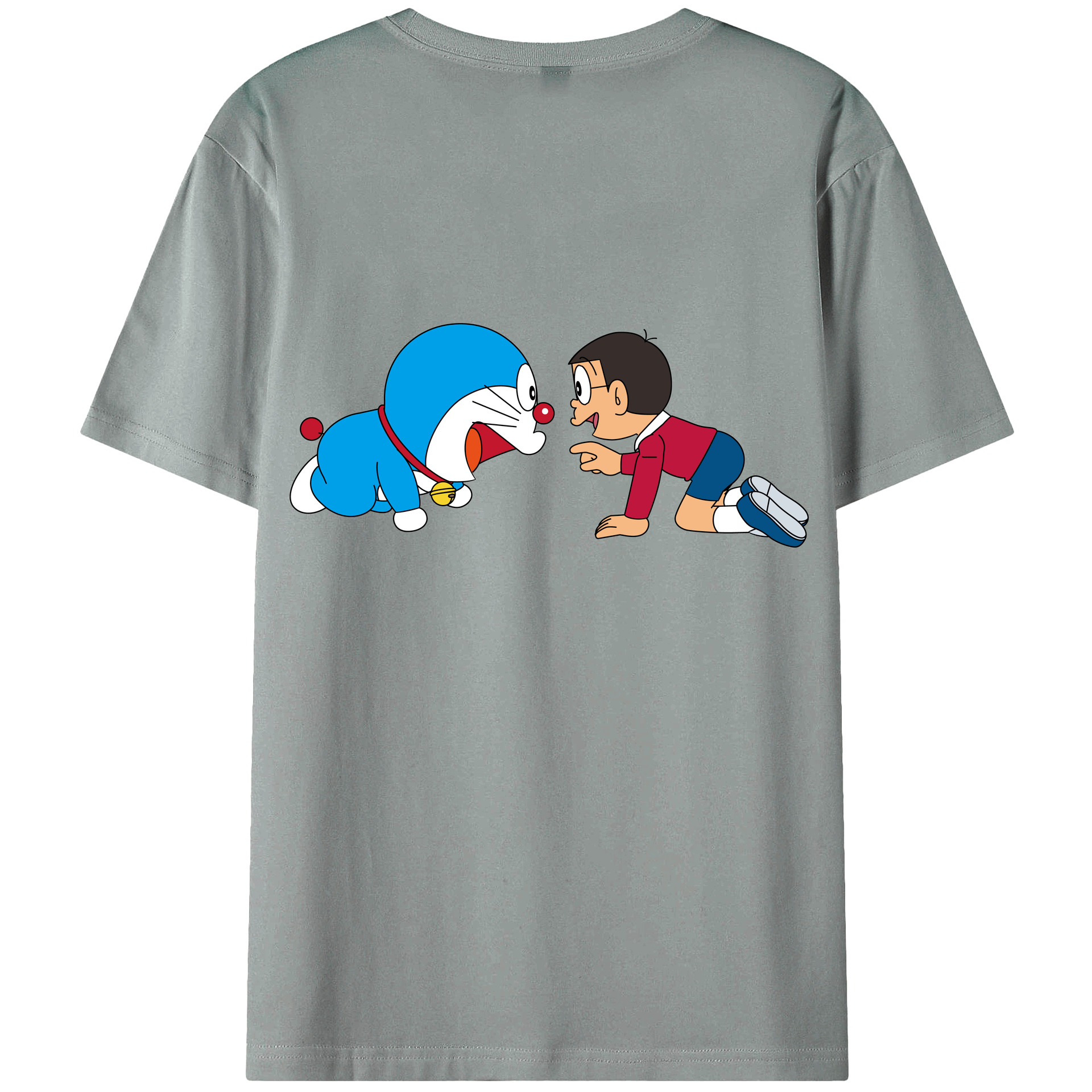 （画像用） ドラえもん 野比 のび太 Doraemon Nobita Nobi 綿100％ メンズ半袖Tシャツ（バックプリント） 通気性
